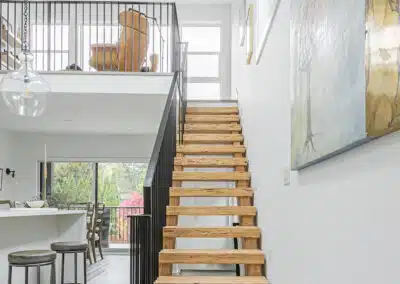 A wooden stairs custom build by Bowline Construction